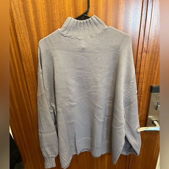 NWT WE WORE WHAT OVERSIZED MOCK NECK SWEATER. In a greyish blue purple color - Picture 5 of 8